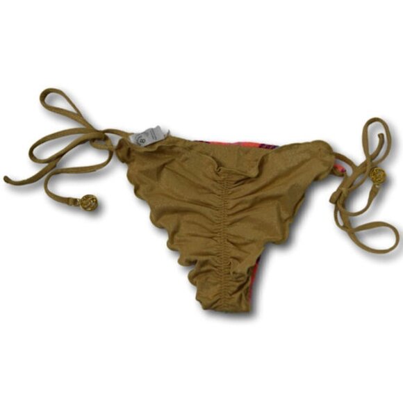 Luli Fama Muliticolo Knit Wavey Ruched Back Tie Side Bikini Bottom Size: XS - Picture 2 of 2